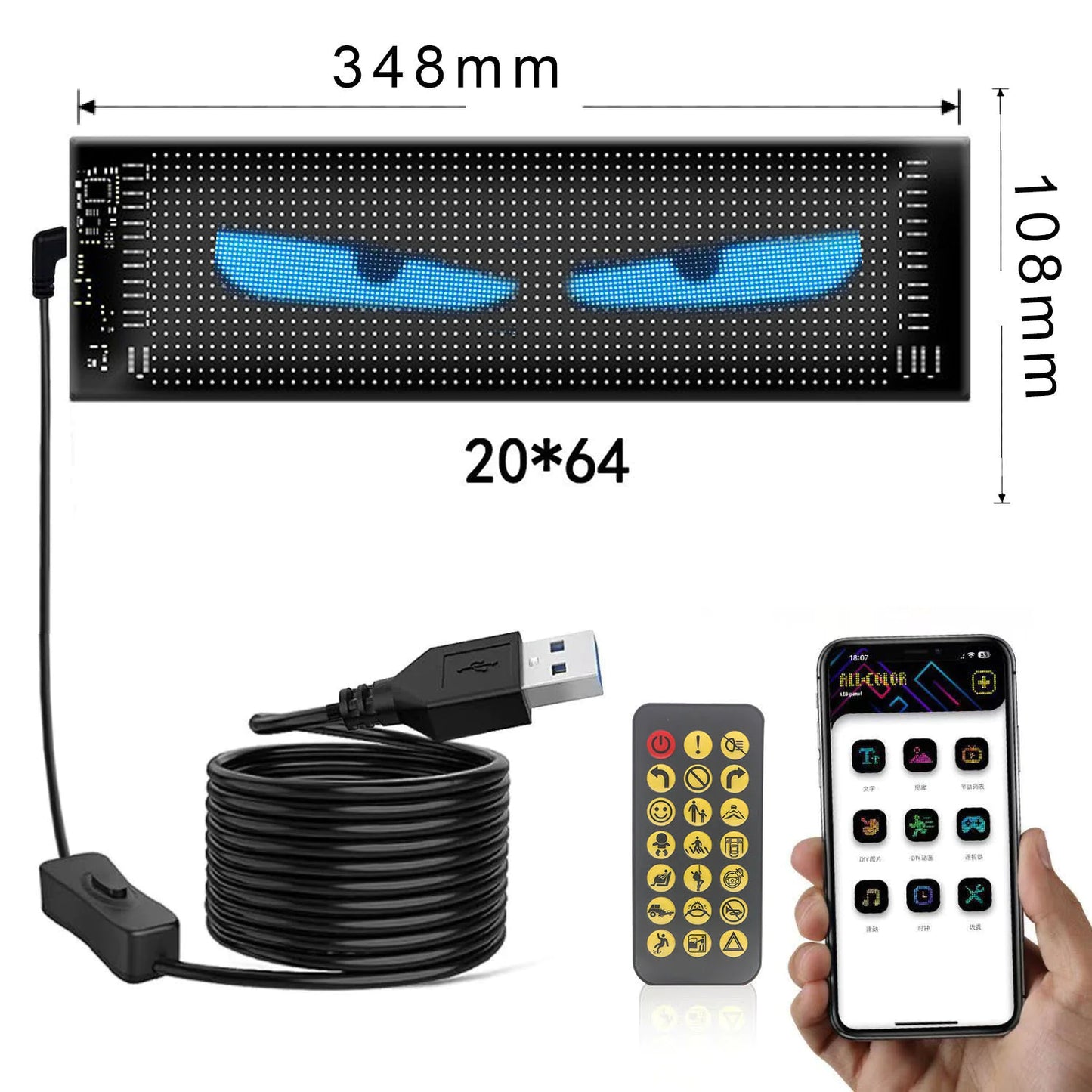 PM Customs™ LED Display – Devil Eyes & Custom Animations (Multiple Sizes)