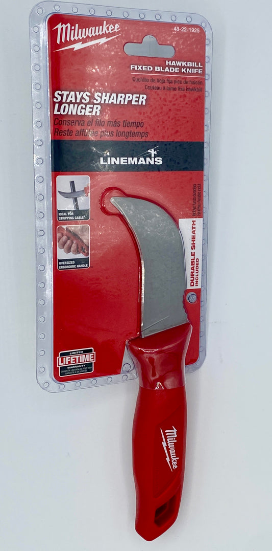 Milwaukee Lineman’s Hawkbill Knife – 48-22-1925 (Durable Fixed Blade with Sheath)